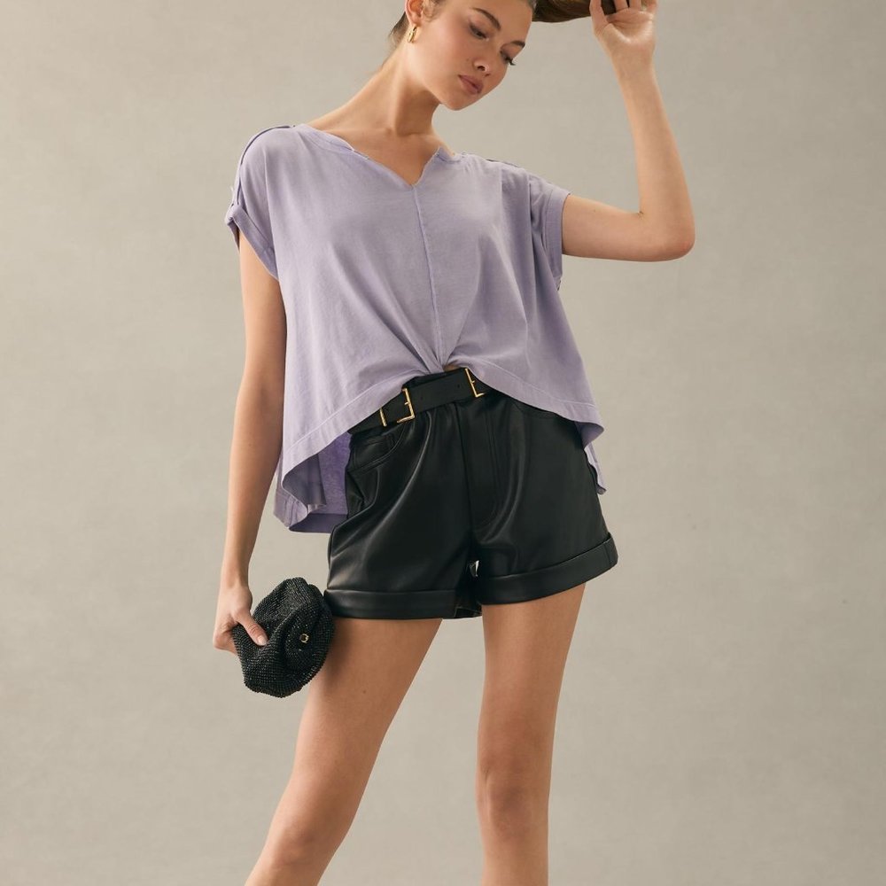 Anthropologie Pilcro Shirred Top T-shirt, Lavendar Sz xl